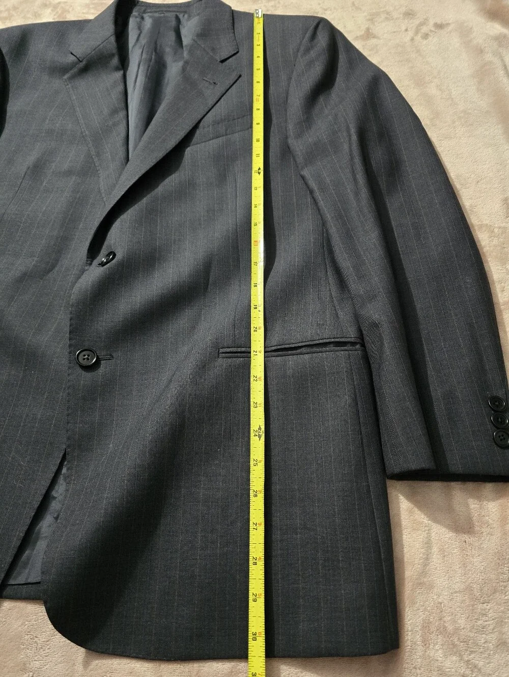 Armani Collezioni Dark Gray Pinstripe Wool Suit 56 R